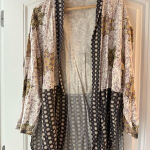 Free People Forget Me Not Mixed-Print Kimono Cardigan medium